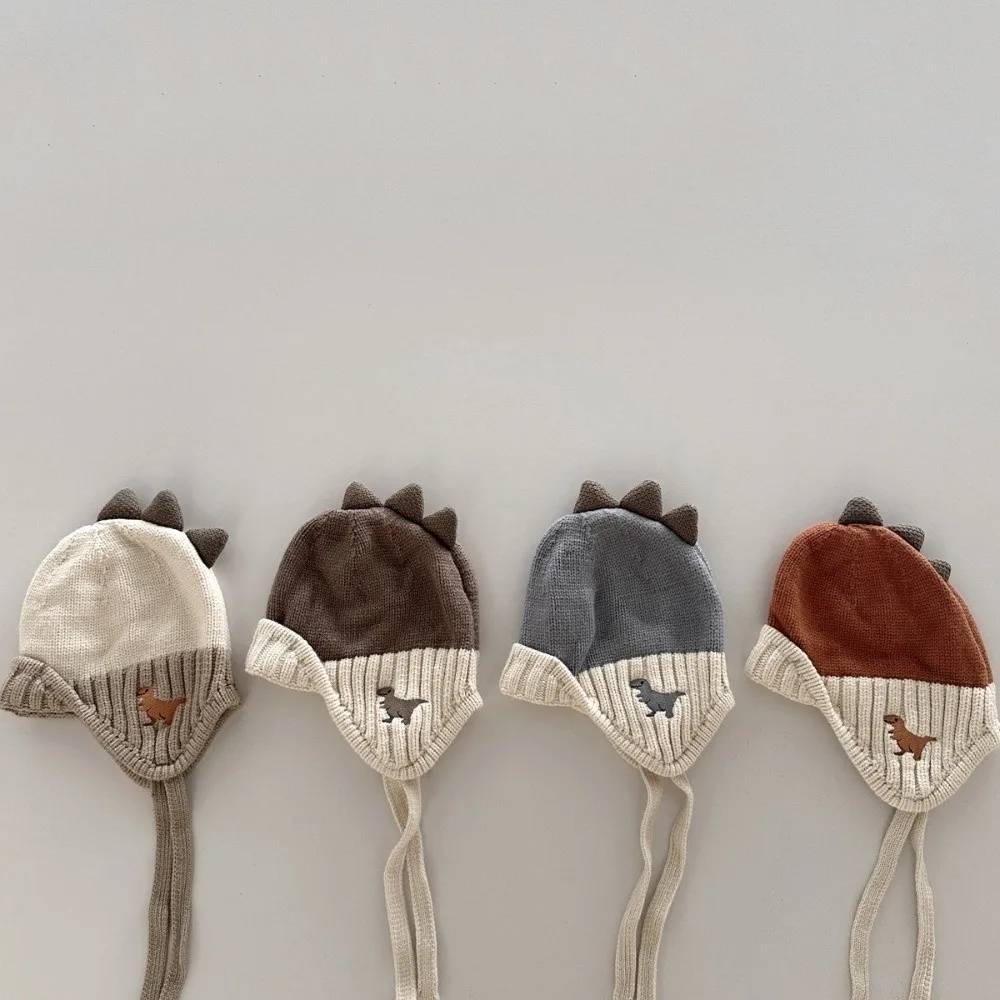 

Теплая милая защитная шапка для ушей динозавра, бархатная утолщенная детская шапка с подкладкой, пуловеры для детей 2–6 лет, зимние шапки