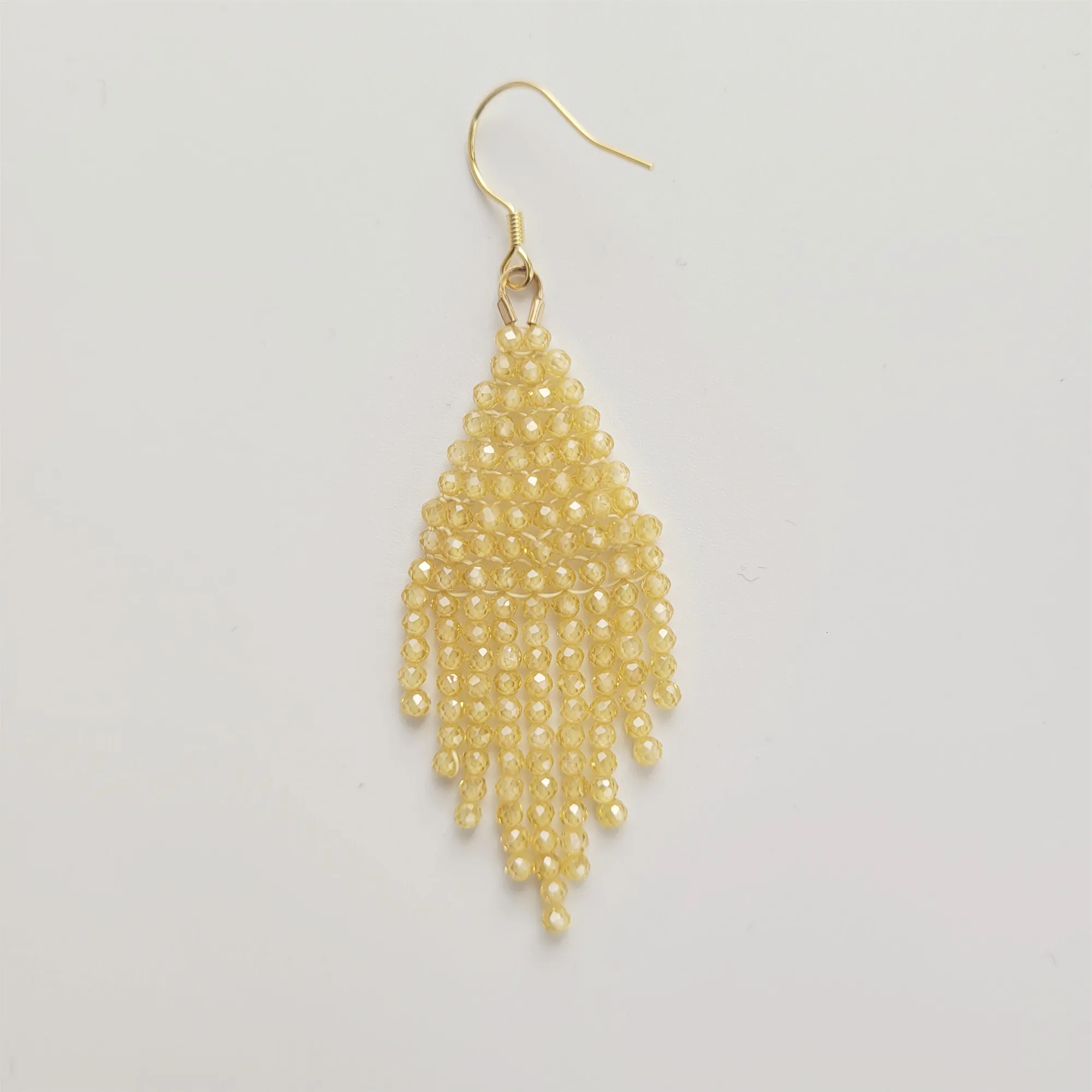 

Small Yellow Beaded Tassel Earrings Handmade Bohemian Ethnic Jewelry Gift for Her