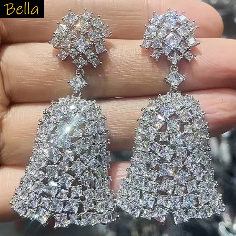 

Фиолетовые, красные, белые висячие серьги с цирконием для женщин, роскошные ювелирные изделия, свадебные, банкетные, вечерние, большие серьги-колокольчики, подарок Annicersary