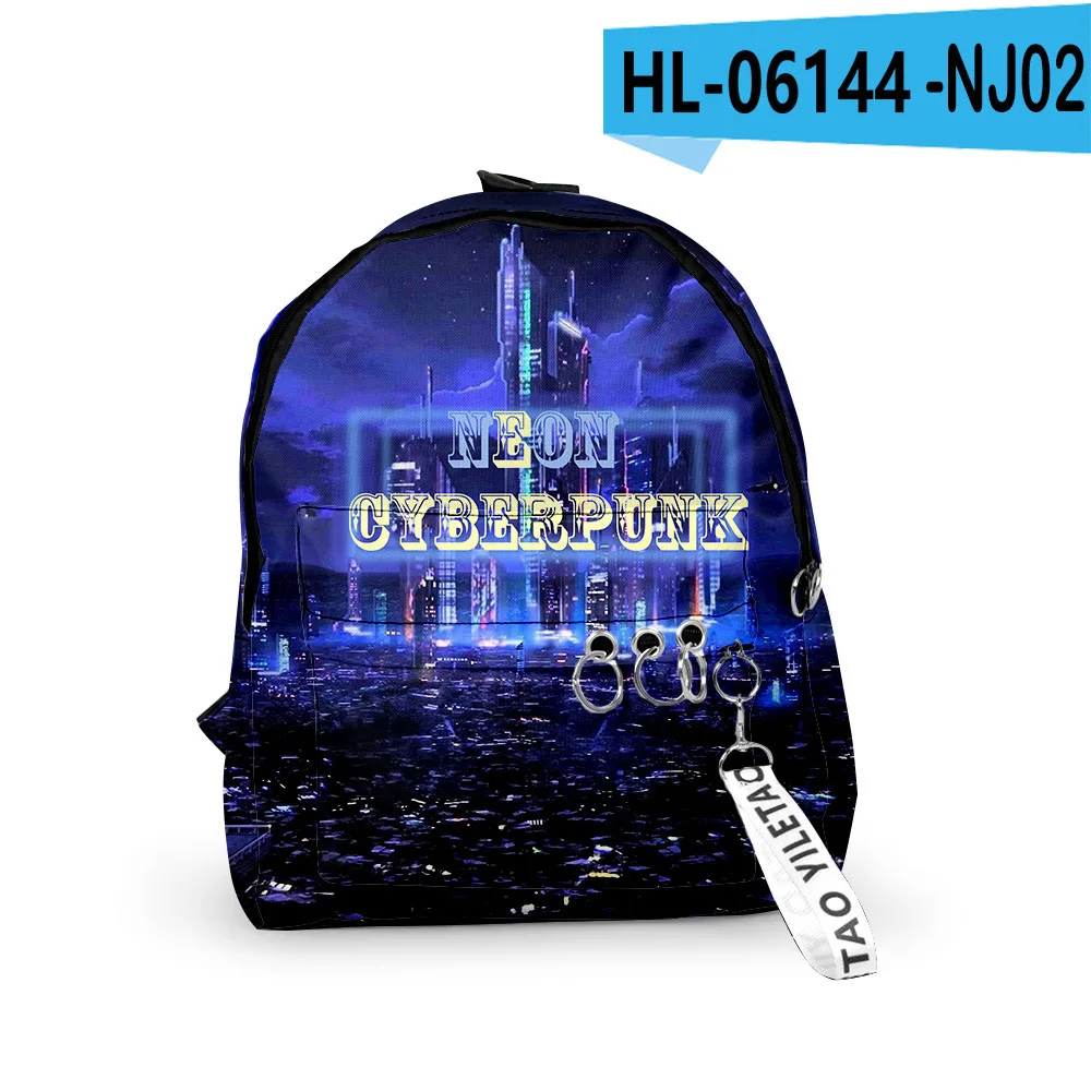 Classic Popular Cyberpunk School Bag Boys Girls Cute Small Travel Bags 3D Print Oxford Waterproof Key Chain Notebook Backpacks