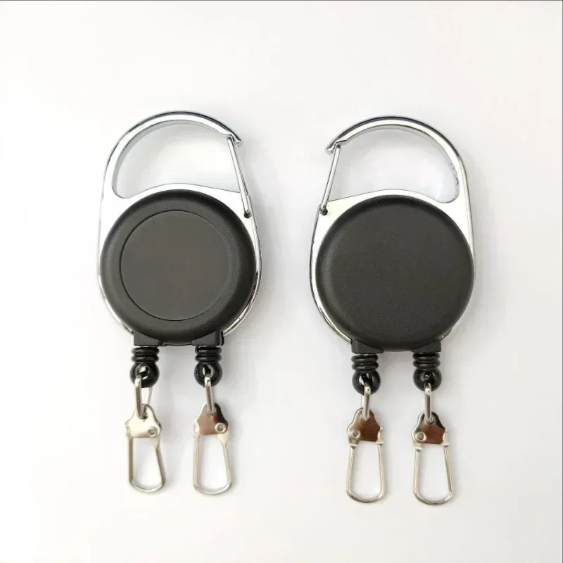 1pc Retractable Keychains Double Headed Keys Holder with Reel Cord-ID-Badge Holder Landyard Badge Reels