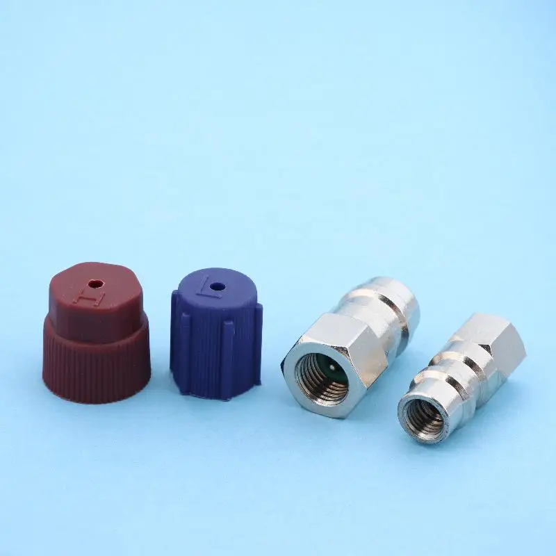 R12 To R134A AC Fitting Conversion Adapter Kit Auto Air Conditioner Conversion Adapter High/Low AC Quick Couplings Fitting Port