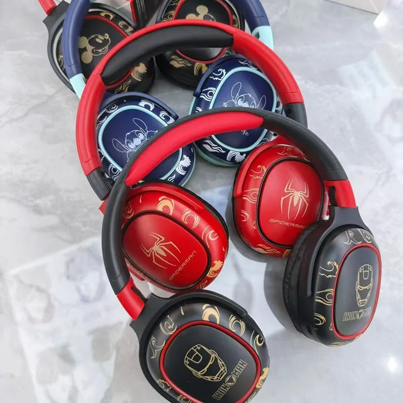جديد ديزني مارفل سماعات بلوتوث قابلة للطي الرجل العنكبوت سماعات لاسلكية سماعة ألعاب صوت ستيريو للأطفال أنيمي الكرتون