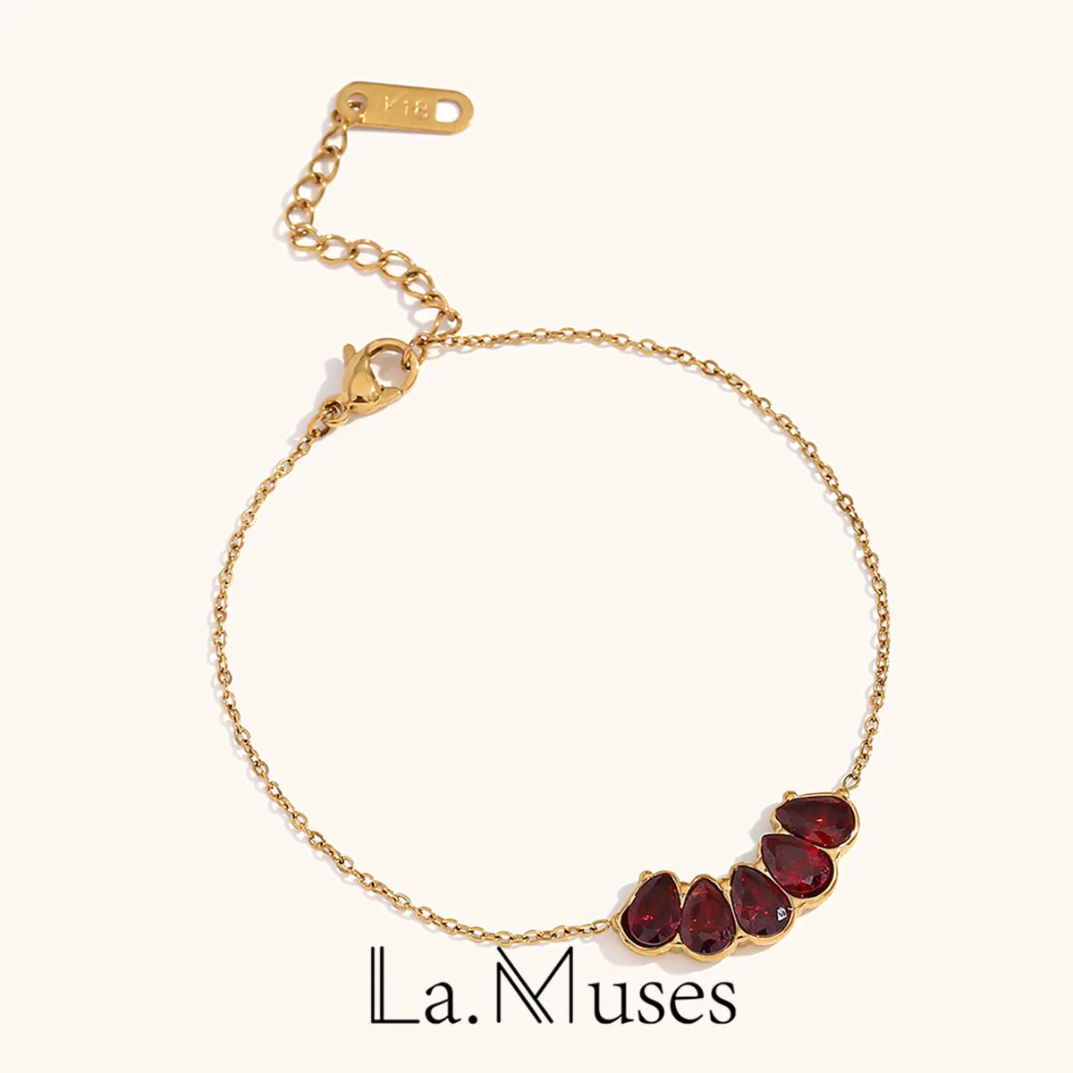 La.Muses Pomegranate Seed Shaped Bracelet Stainless Steel Bracelet Women's Fashion Waterproof Daily Jewelry Accessories