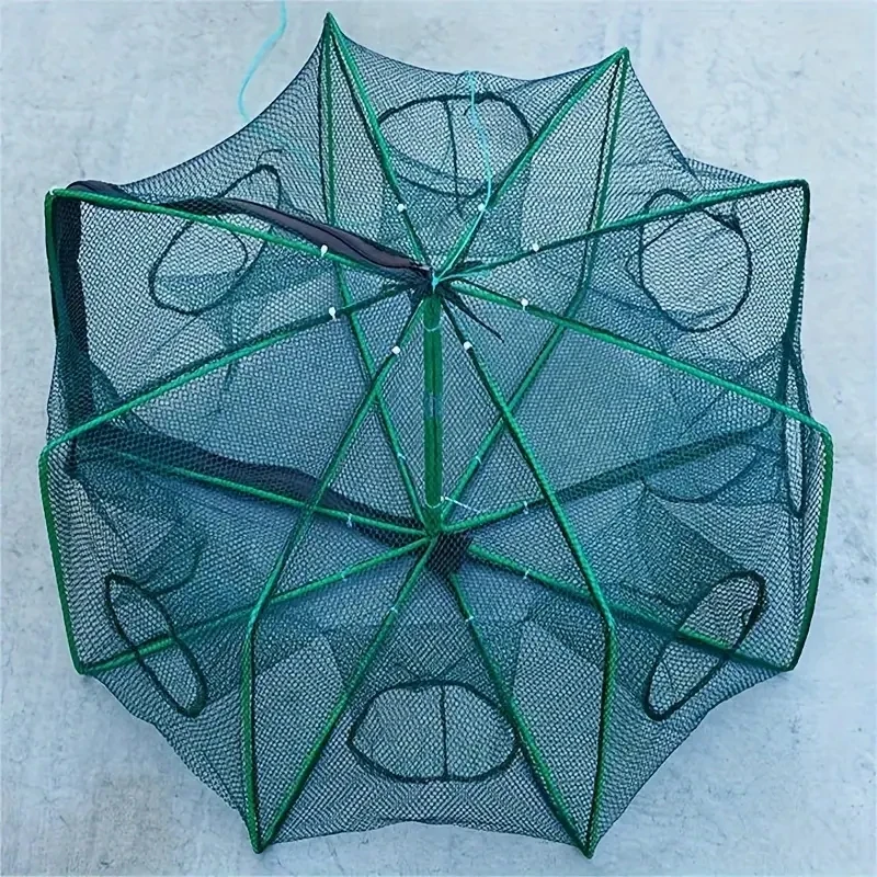 1pc Foldable Hexagon Fishing Trap Net With 6 Holes For Minnow, Crab, Crawdad, Shrimp, Fishing Accessories ﻿