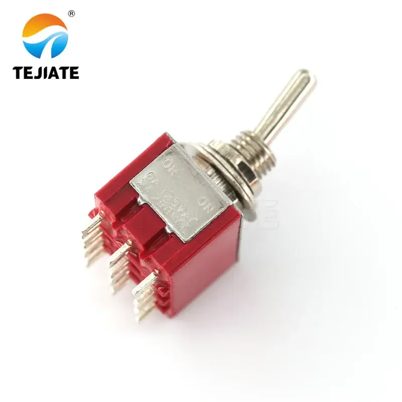 5pcs 6A/125VAC 2A/250VAC 12Pins 4PDT ON/ON 2 Positions Mini MTS-402 Toggle Switch Red