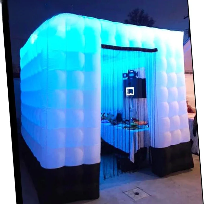360 كابينة تصوير خيمة مكعب محمول قابل للنفخ مع قاع أسود مضاد للأوساخ وإضاءة LED علوية لحفلات الزفاف (2.5 متر/8.2 قدم)