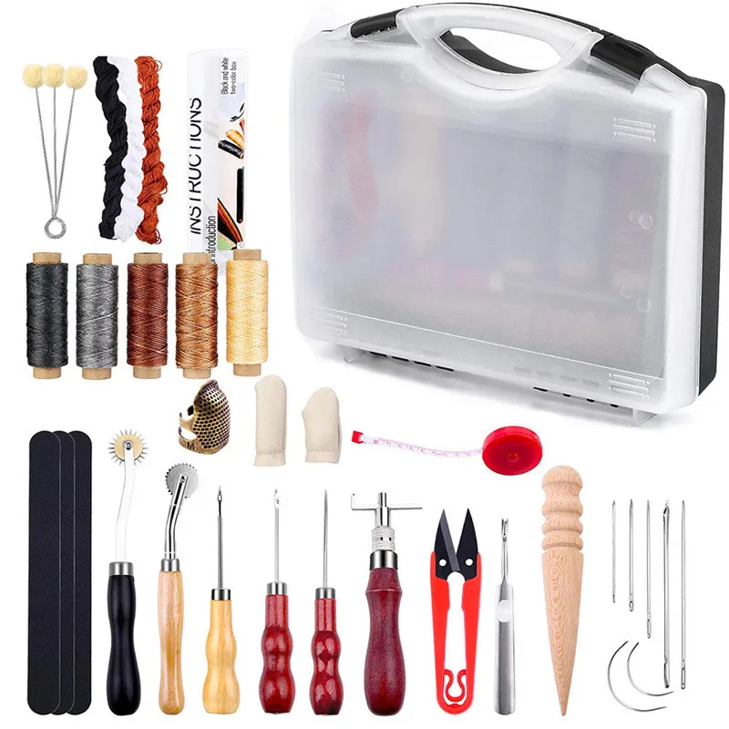 leather craft Punch Kit Stitching Carving Working Sewing Groover craftsmand Tools  22/28/32pcs/Set