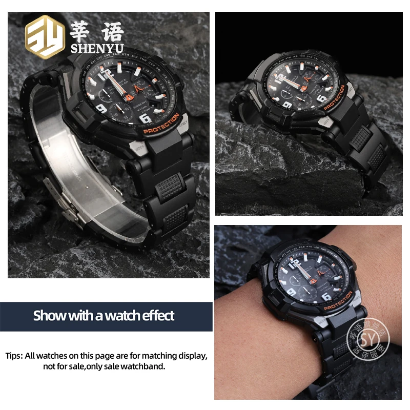 Para casio g-SHOCK série GA-1000/1100 GW-A1000/a1100/4000 modificação do relógio leve plástico aço pulseira de relógio esportivo