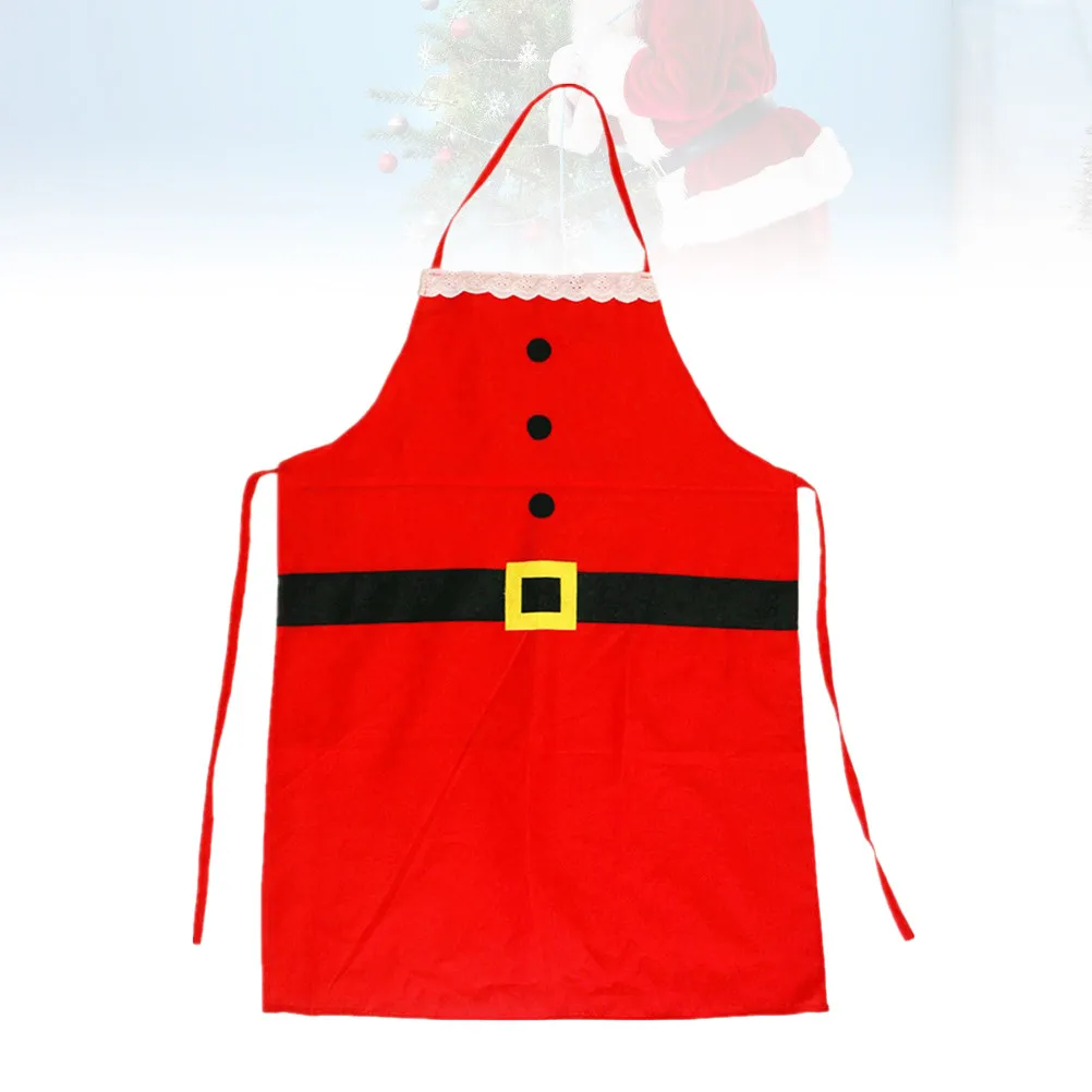 

Red Christmas Apron for Adults Festive Decorative Party Apron Wear Resistant Comfortable Chef Waitress Hotel Cosplay Photo Prop