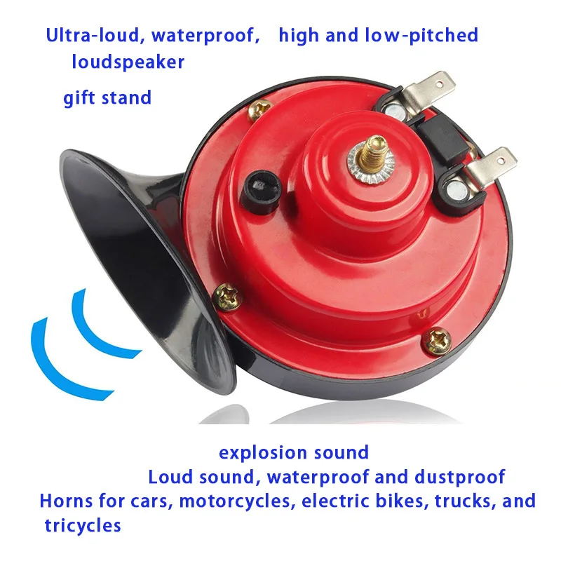 Bocina Impermeable y Súper Fuerte para Autos y Motocicletas, Bocina Eléctrica de Caracol de 12V/24V, Universal de Tono Alto para Bocinar