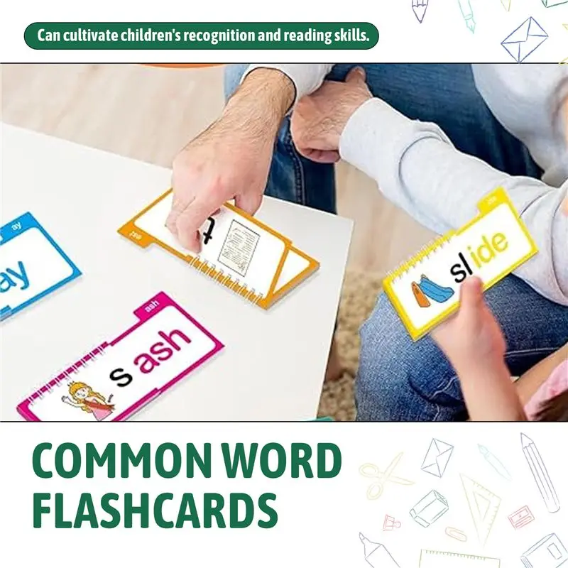 CYGJ-Word Family Flip Books Vocabulary Flashcards Sight Word Flash Cards, Phonics Reading Tool