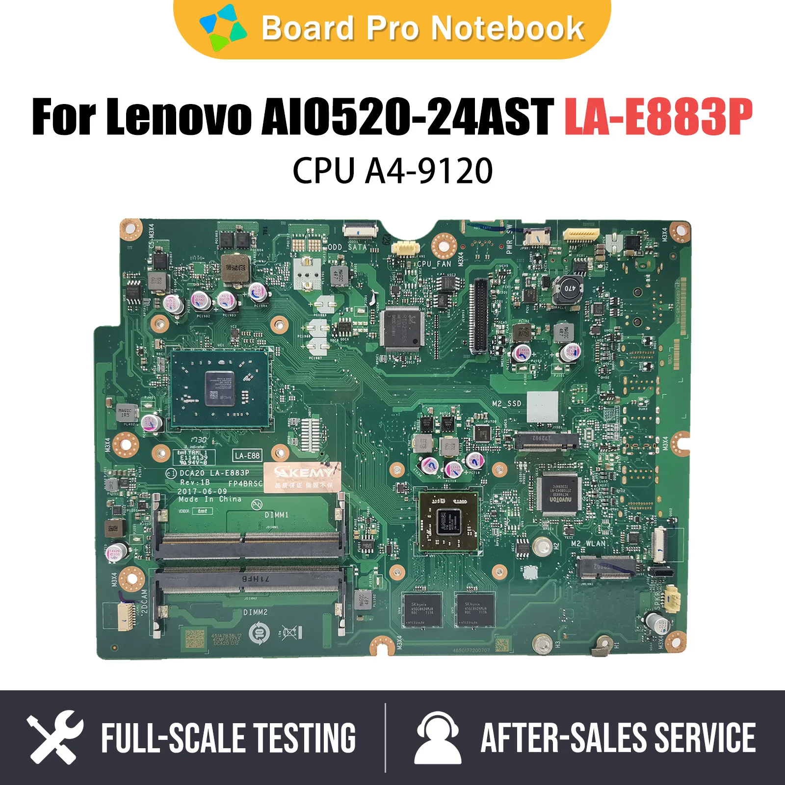 

Laptop Mainboard For Lenovo AIO520-24AST 01LM218 01LM174 EM9010 AM9120 AM9220 AM9420 AM972P LA-E883P Motherboard A4-9120 CPU