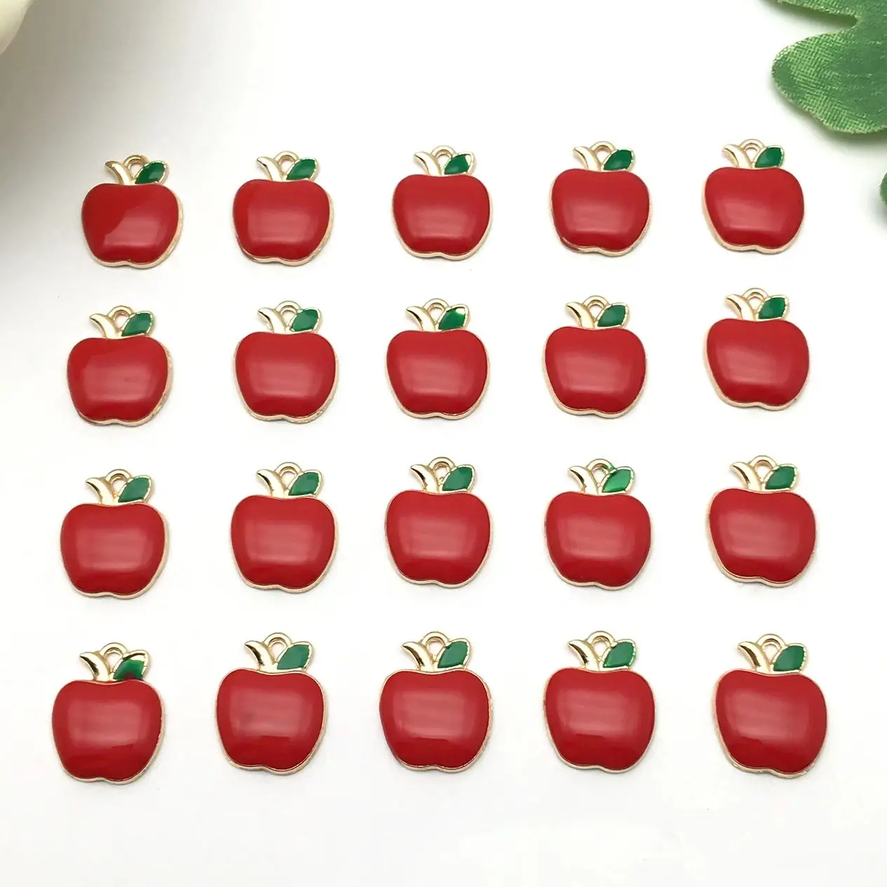 

20/50pcs Zinc Alloy Red Apple Enamel Charms - Durable Fruit Pendants for DIY Teacher's Gift Jewelry & Crafts (12x15mm)