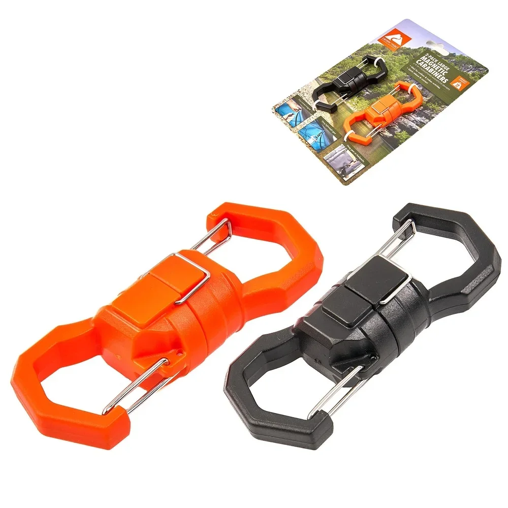 2-حزمة حلقات تسلق مغناطيسية سعة وزن 10 رطل، مشابك حديد سريعة الإصدار، أدوات تنظيم معلقة مثالية للاستخدام الداخلي والخارجي