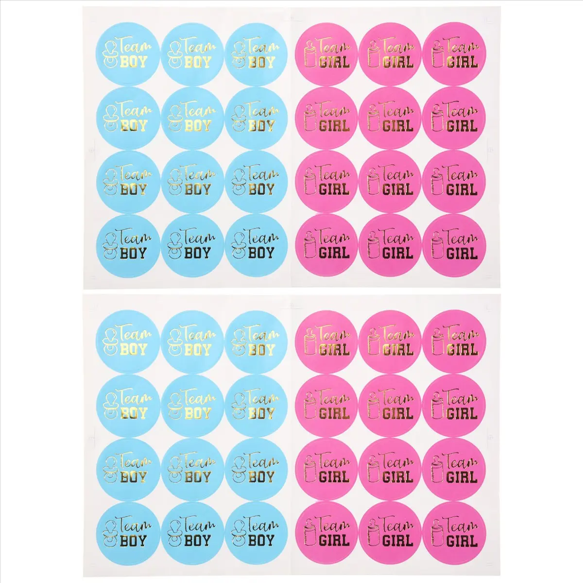 A56K 48 Pieces Gender Reveal Stickers Games Team Boy & Team Girl Perfect Gender Reveal Party Supplies Boy and Girl Stickers