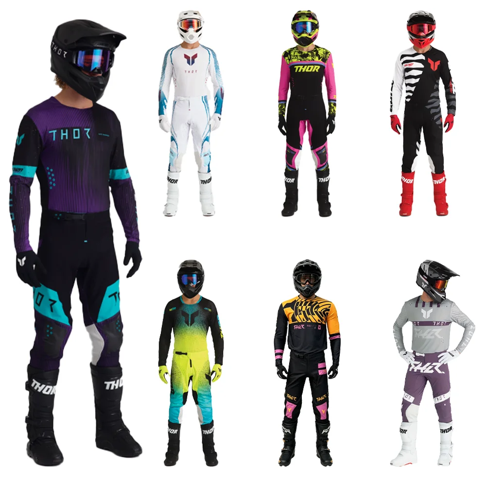 2027THOR Off-Road Motorcycle Riding Suit Set Long Sleeve Unisex Racing Gear Breathable Sweat Absorbent for All Seasons