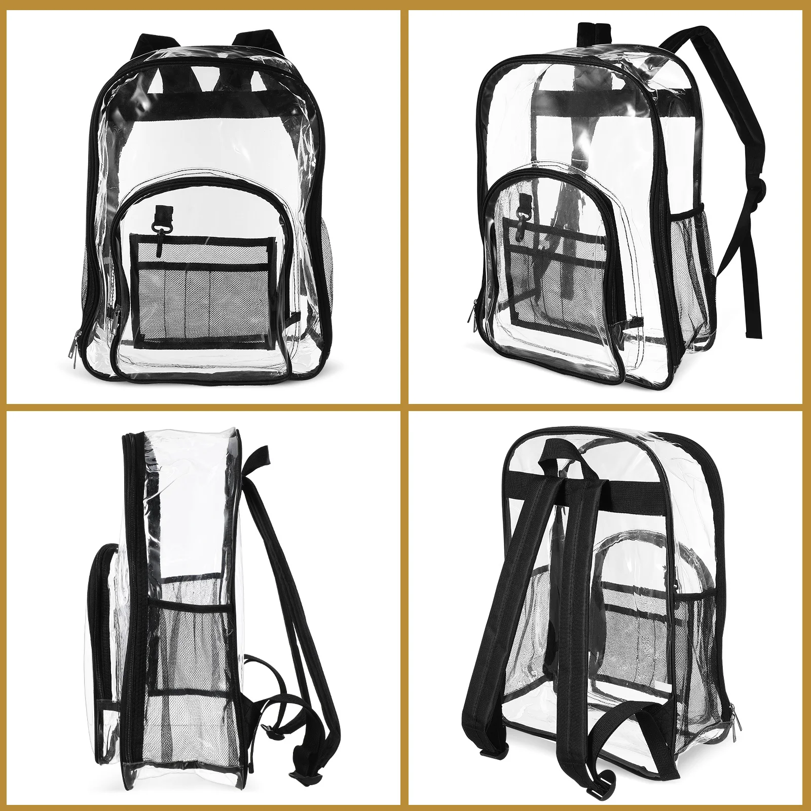 Clear Stadium Backpack Transparent Clear Bookbag Large Capacity for School Workplace Stadium Events Comfortable Adjustable