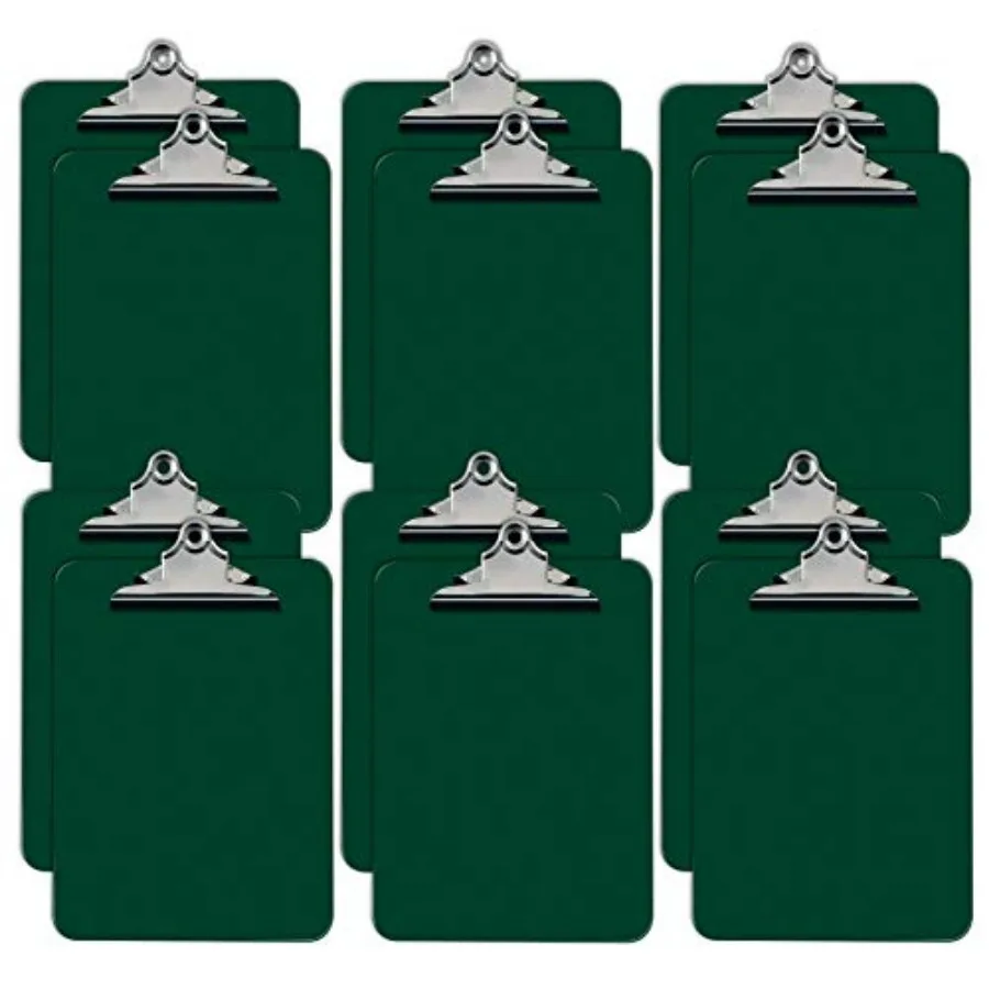 

Green Plastic Clipboards 12 Pack Durable 12.5 x 9 Inch Standard Metal Clip Green Set of 12