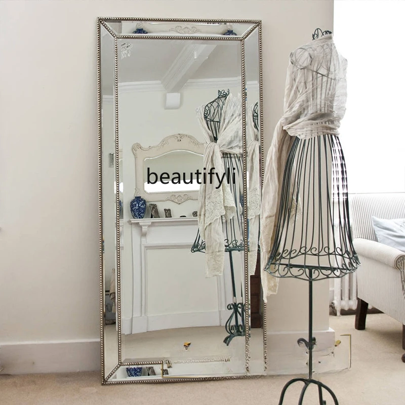 

European-style cloakroom floor-to-ceiling bedroom full-body full-length mirror, clothing store mirror customization