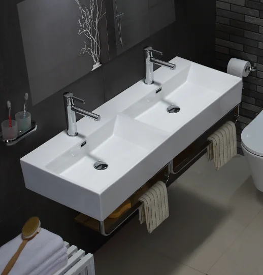 # Modern Chinese Design Eco-Friendly Rectangular Ceramic Sink With Drainer 9L Capacity Above Counter Installation For Washroom U