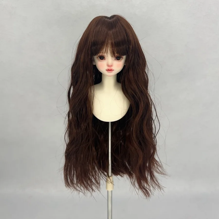 BJD/SD Doll Wig Flat Bangs Wavy Curls DIY Hand Modification Doll Accessories Wig Headgear 1/3,1/4,1/6 Cute Doll Wig Cover Gift