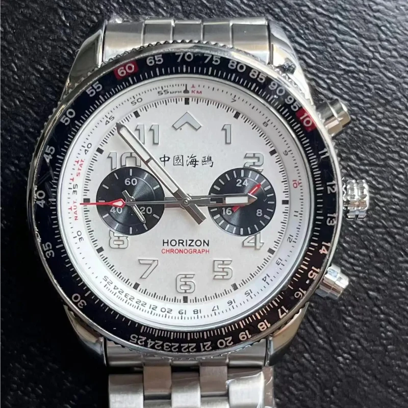 New men's business watch 42mm 1963 Chinese aviation chronograph pilot watch canvas strap stylish and unique quartz watch