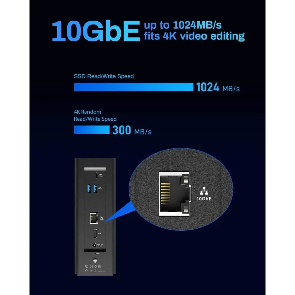 Hot Sellers.F8 SSD Plus NAS - 8Bay All SSD NAS Storage Core i3 8-Core 8-Thread CPU, 16GB DDR5 RAM, 10GbE Port