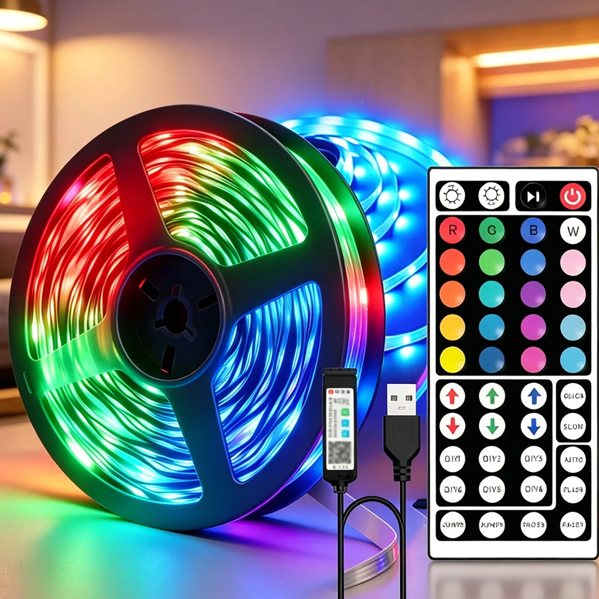 Led Strip Lights with 44 Key Remote Control  3m 10m RGB Tape Led Wall Room for Home Bedroom Party Decor TV Backlight