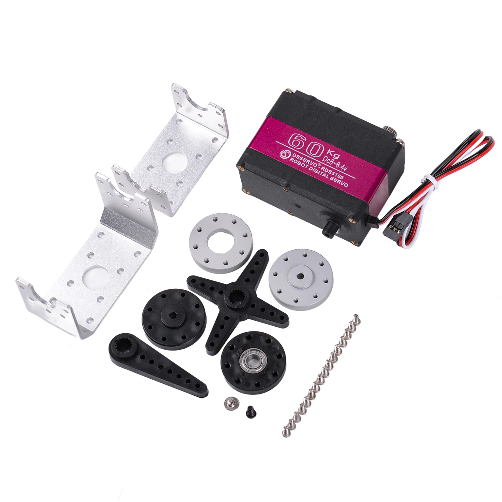 RDS5160 60kg Dwuosiowy Serwo Cyfrowe 270 ° /180 °   Metalowe koło kierownicze z uchwytem, serwa, części do samodzielnego montażu (DIY) do robotów/modeli samochodów.