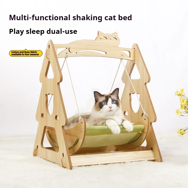 Amaca per gatti Nido per gatti in legno massello Altalena per gatti Cuccia Amaca estiva Culla per cani Nido per dormire Corda di canapa Nido sospeso Culla per cani