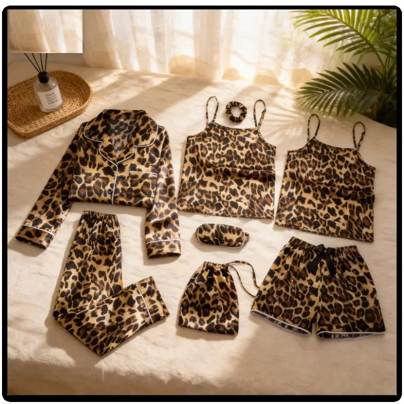 

Детский комплект пижамы из 7 предметов: шелковый, в полоску, на все сезоны, для дома, комфортный, для сна