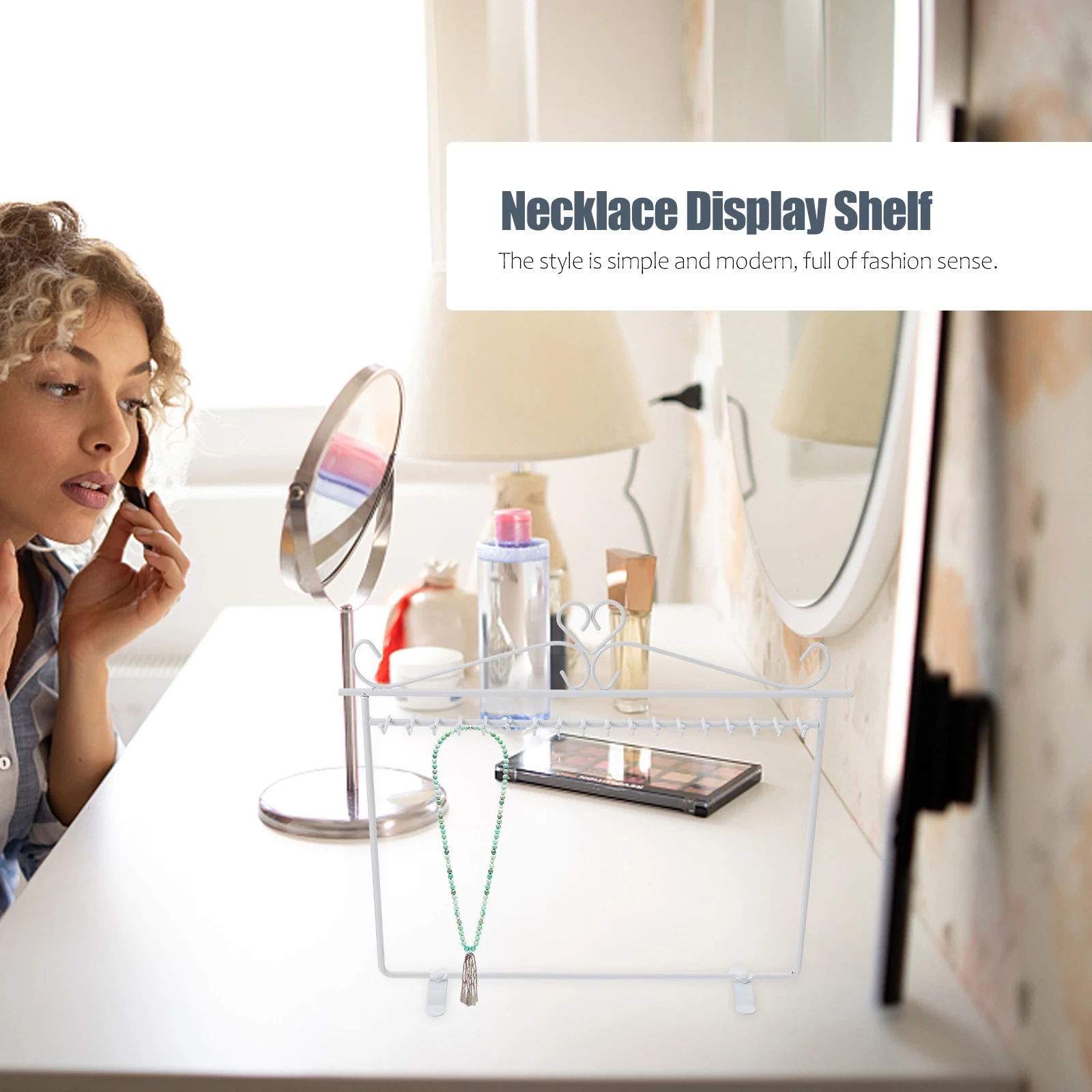 

1PC Necklace Display Rack Jewelry Storage Shelf Desktop Holder Bracelet Showcase Stand Simple Elegant
