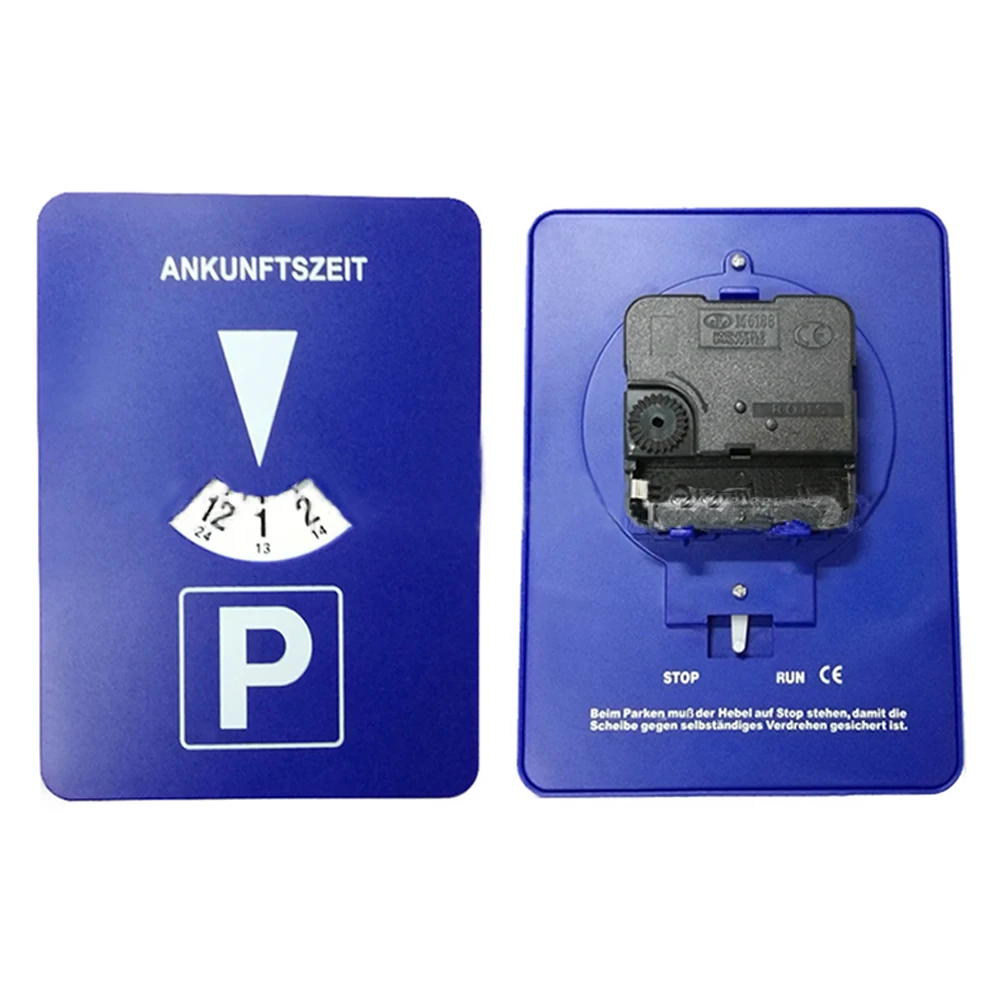 Draagbare parkeer schijf timer van plastic voor parkeerplaatsen, met aankondiging van aankomsttijd, geen batterij nodig.