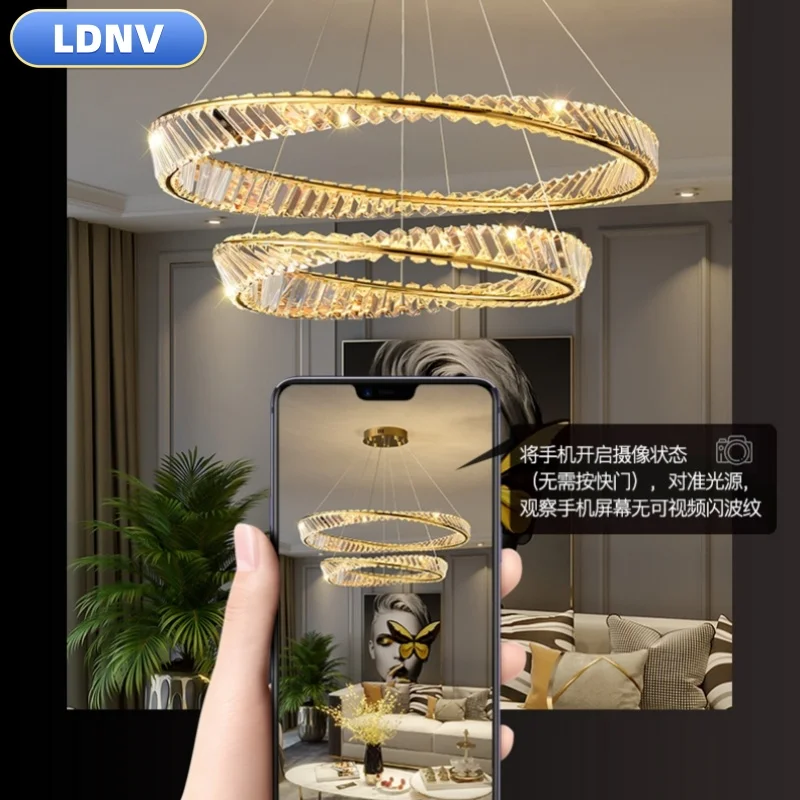 

Modern Crystal Lustre Ceiling Chandelier Gold Irregular Ring Pendant Lamp Led Dimmable Living Room Bedroom Restaurant Hang Light