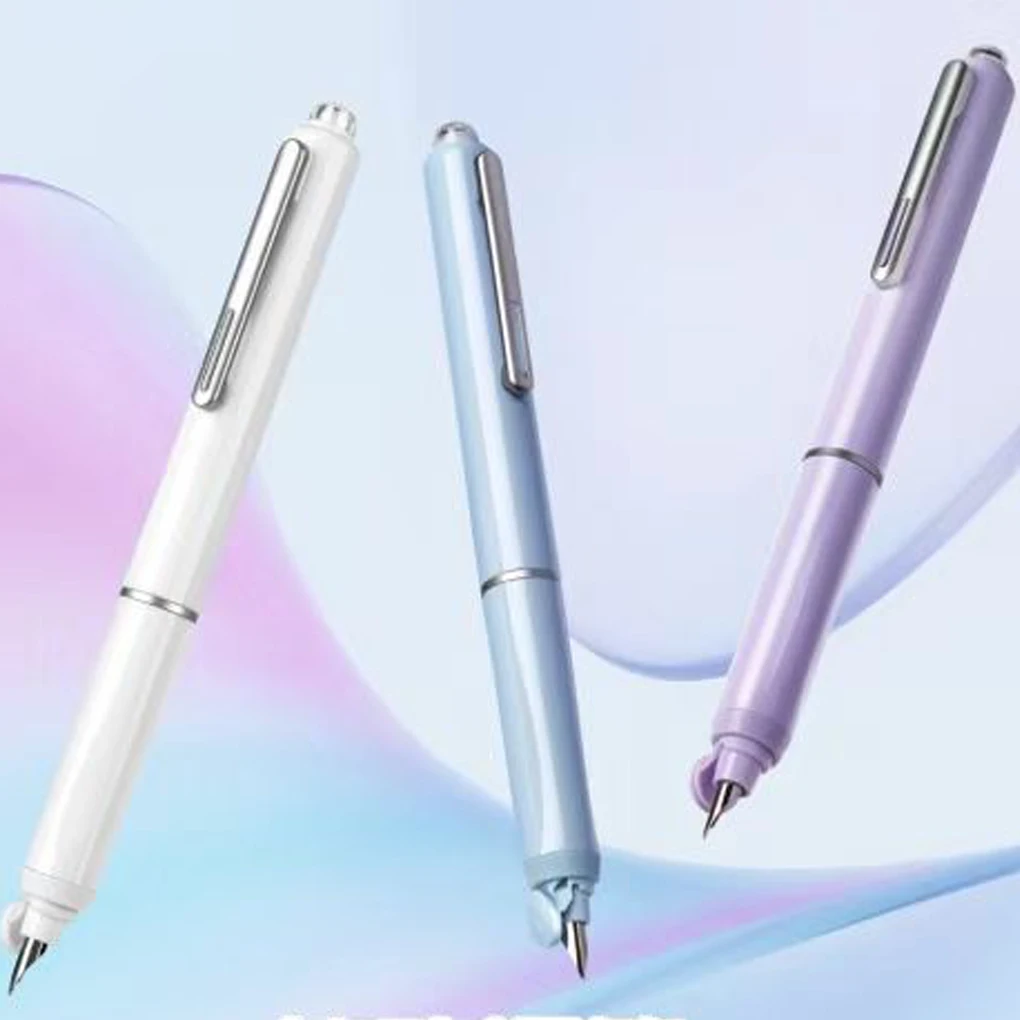 

New Press Fountain Pen Automatic Press Student Writing Pen Calligraphy Sealed 0.38mm Office Replaceable Cartridge Ink Gift