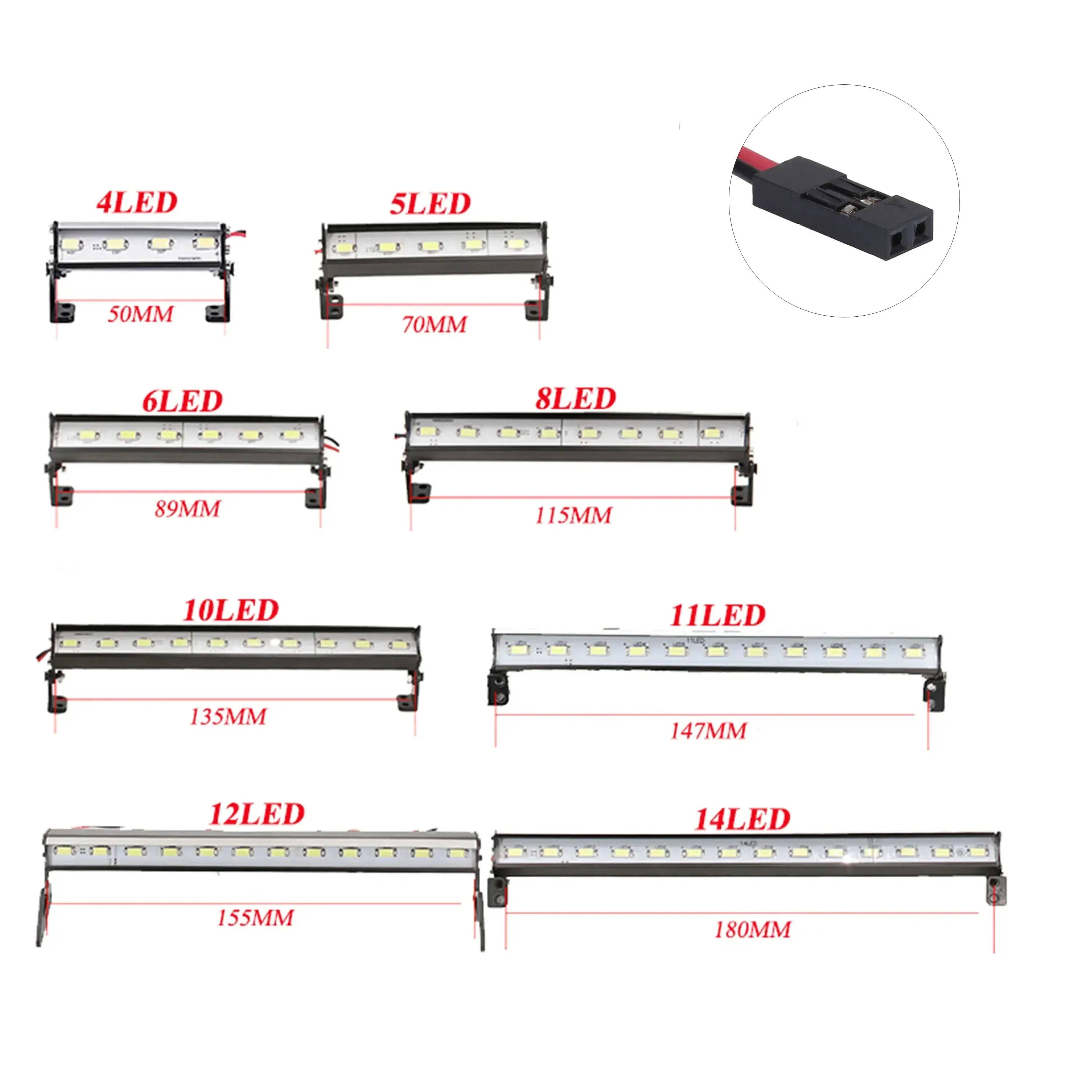 NEEBRC RC Car Roof Lamp 4/5/6/8/10/11/12/14 LED Bright Light Bar for 1/10 RC Crawler Car D90 Axial D90 Axial SCX10 SCX24 Parts