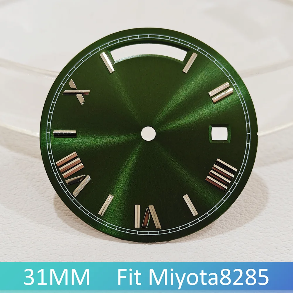 Для Miyota 8285 циферблат 31 мм стерильный циферблат часов арабский циферблат Sunray с одной датой дисплей синие светящиеся римские цифры лицо