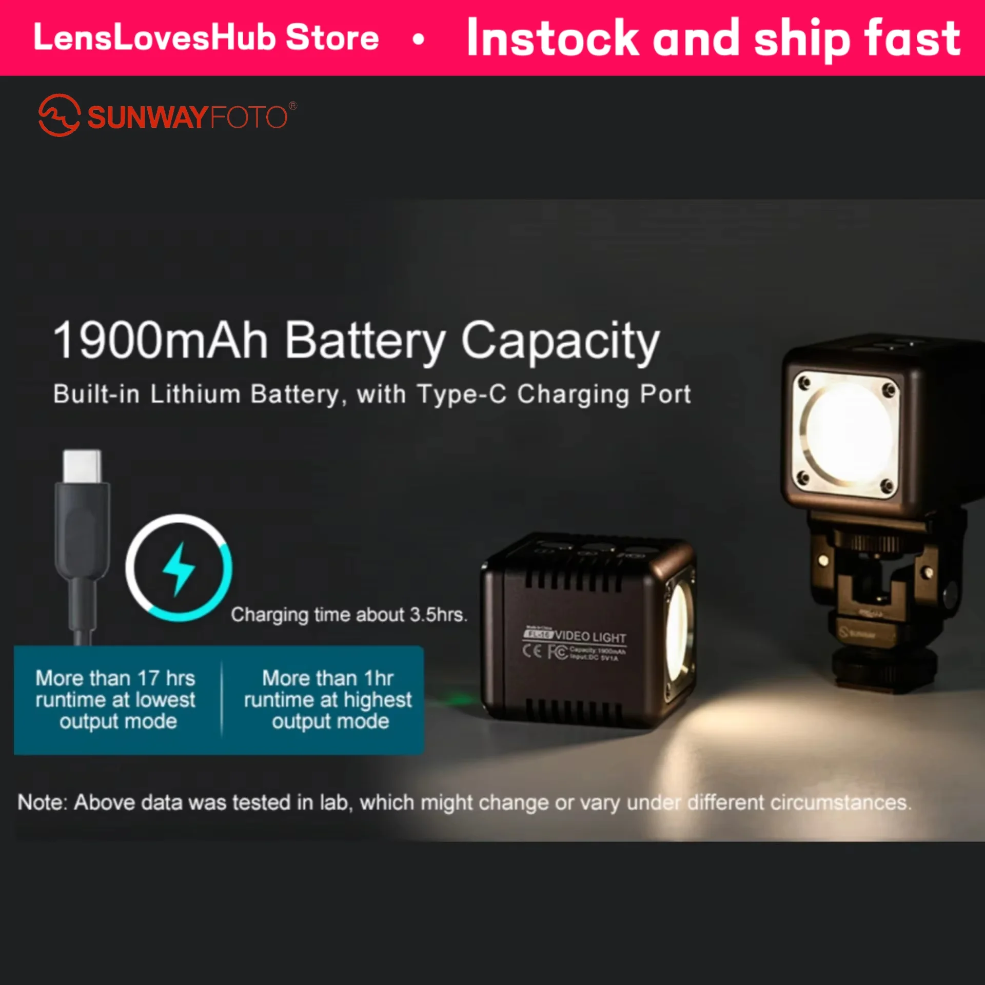 

Мини-светодиодный светильник SUNWAYFOTO для фото- и видеосъемки 3000-5500K IP66