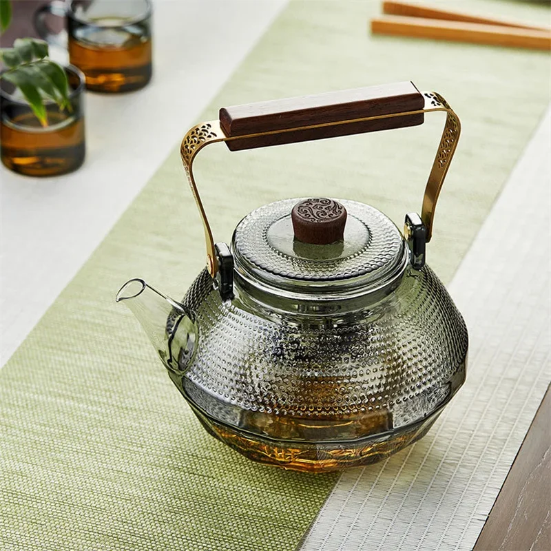 

High Borosilicate Heat-resistant Glass Teapot with Strainer Simplicity Household Steaming and Boiling Puer Lifting Beam Tea Pot