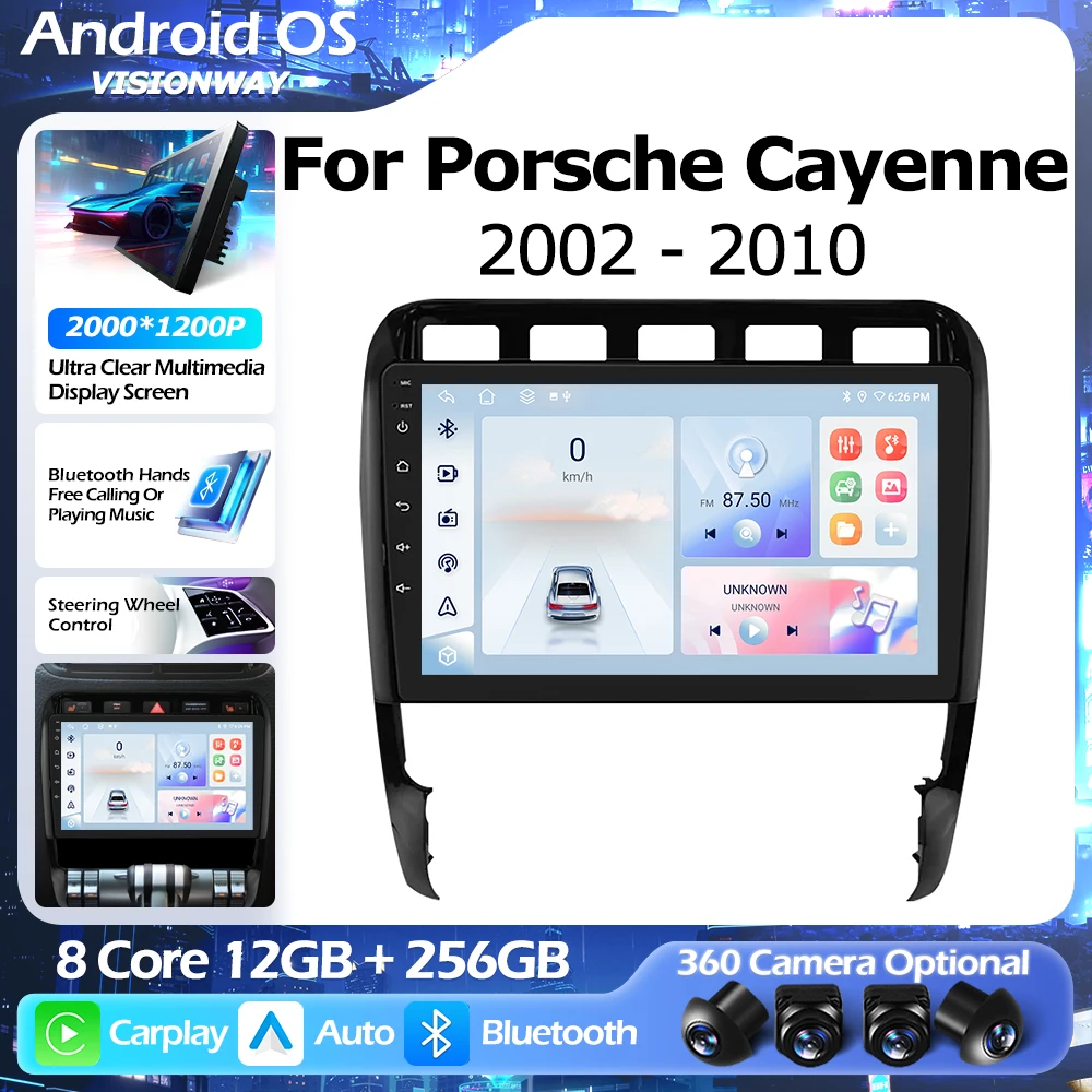 

Android 16 For Porsche Cayenne 957/955 2002-2010 Car Radio Lntelligent Multimedia Player Auto Wireless CarPlay WIFI 4G DSP GPS