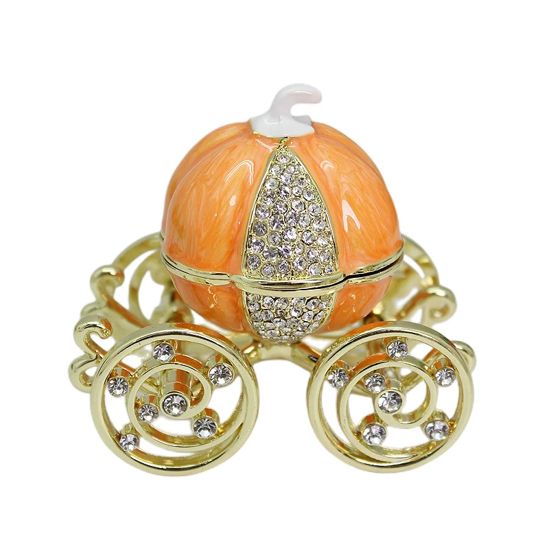 

Trendy jewelry storage box, powder pumpkin car jewelry box, enamel craft alloy small gift decoration