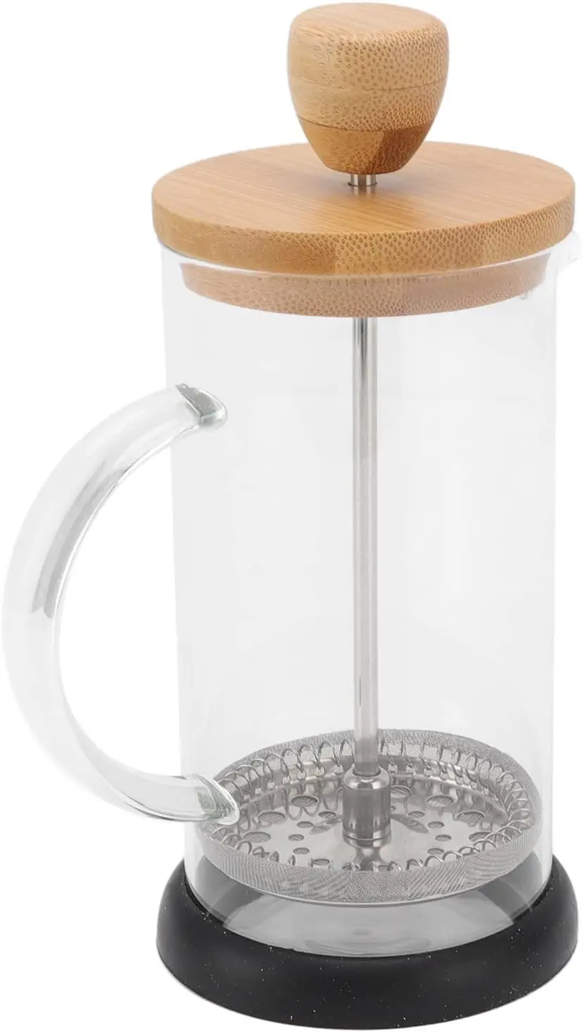 Cafetera y tetera, vidrio de acero inoxidable, filtro de elaboración manual resistente al calor, cafetera de té de alto borosilicato (pequeña)