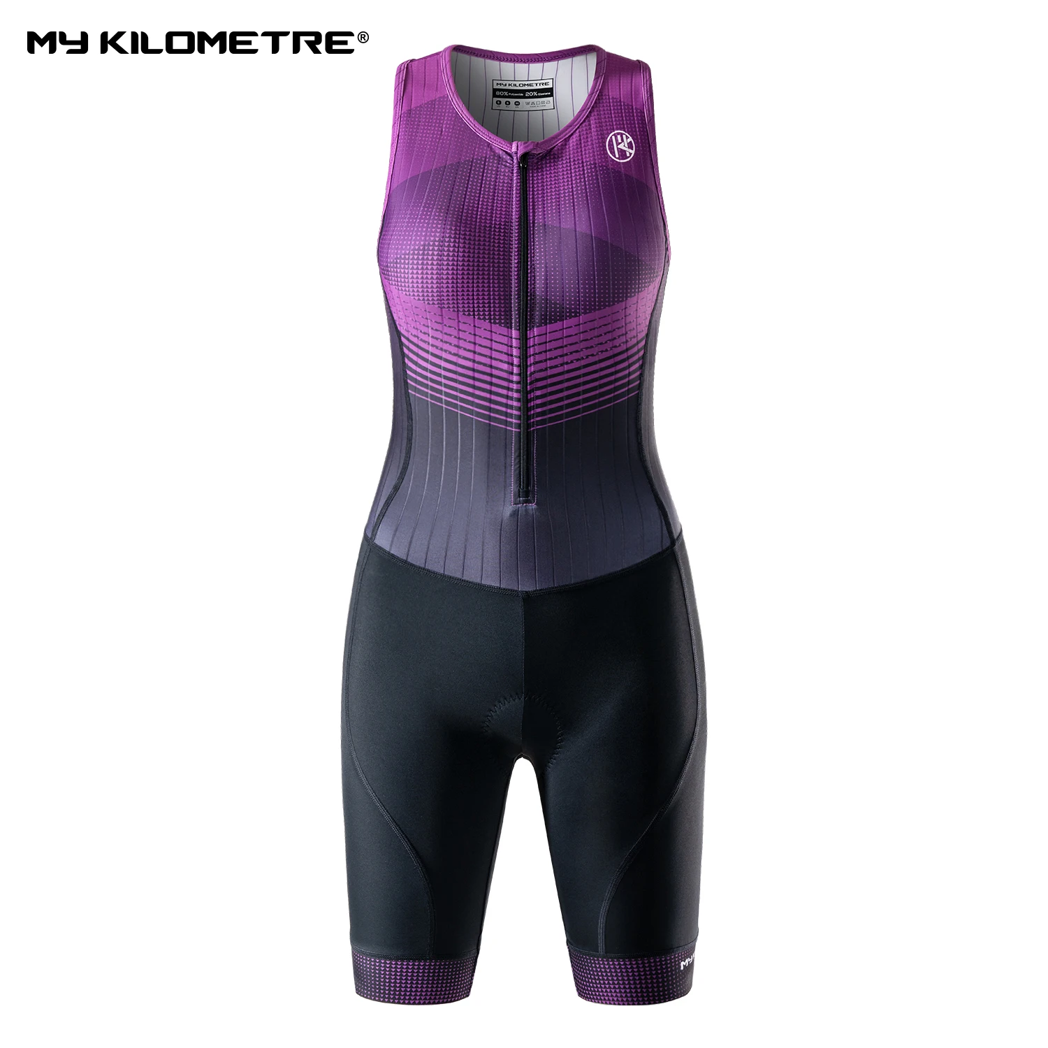 

Women Sleeveless Triathlon Suit One Piece Quick Dry Tri Suit Cycling Swimming Running Skinsuit with Italy Padding MY KILOMETRE