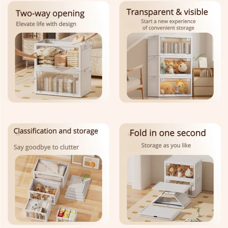 Transparent Folding Storage Box Organizer With Lid Wheel Large Camping Clothes Toys Moving Home Storage Containers Tool Box