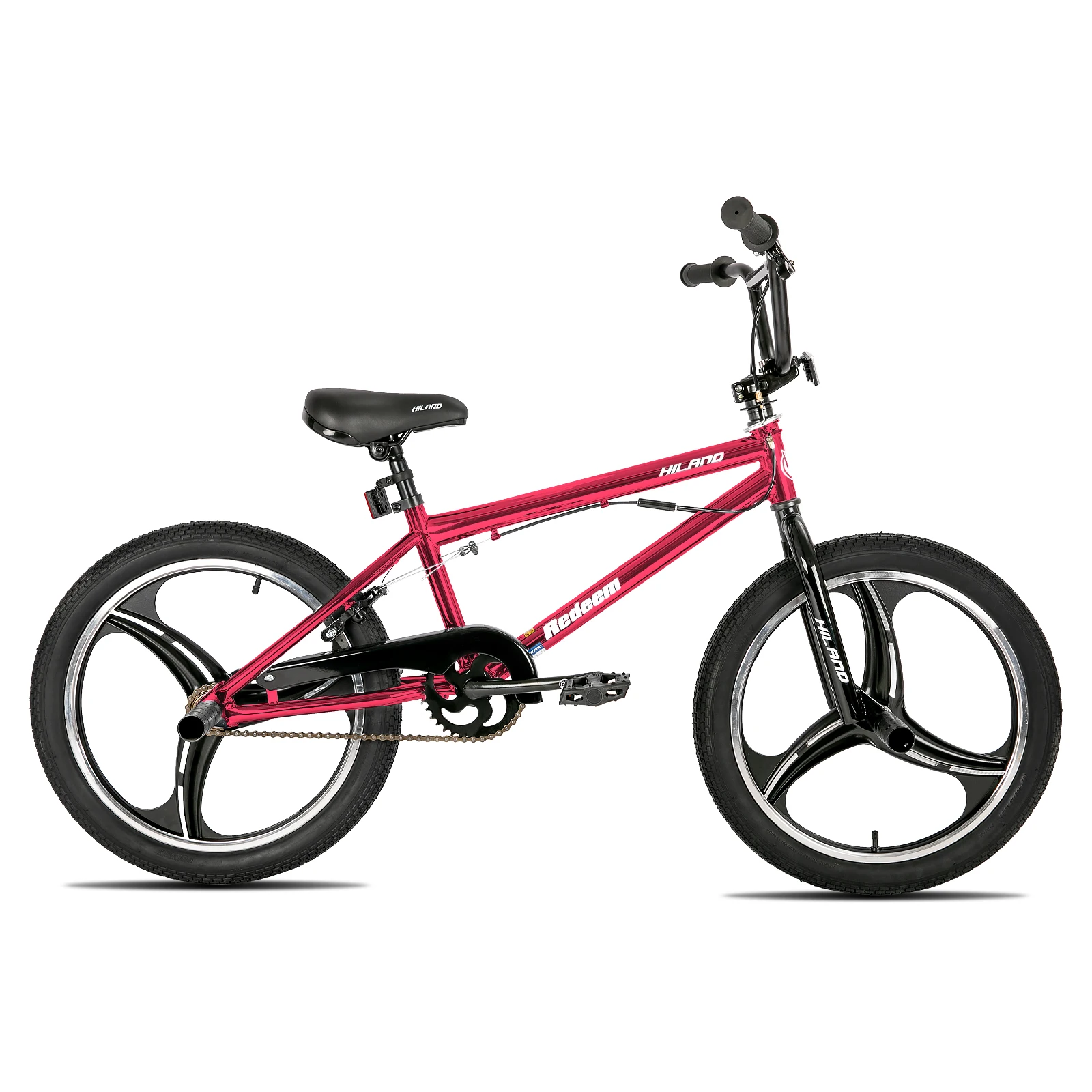 Hiland 20 Inch 3-spaaks kinder BMX fiets voor jongens en meisjes van 5-12 jaar, 360 graden rotor freestyle, 4 pegs single speed kinder BMX fiets