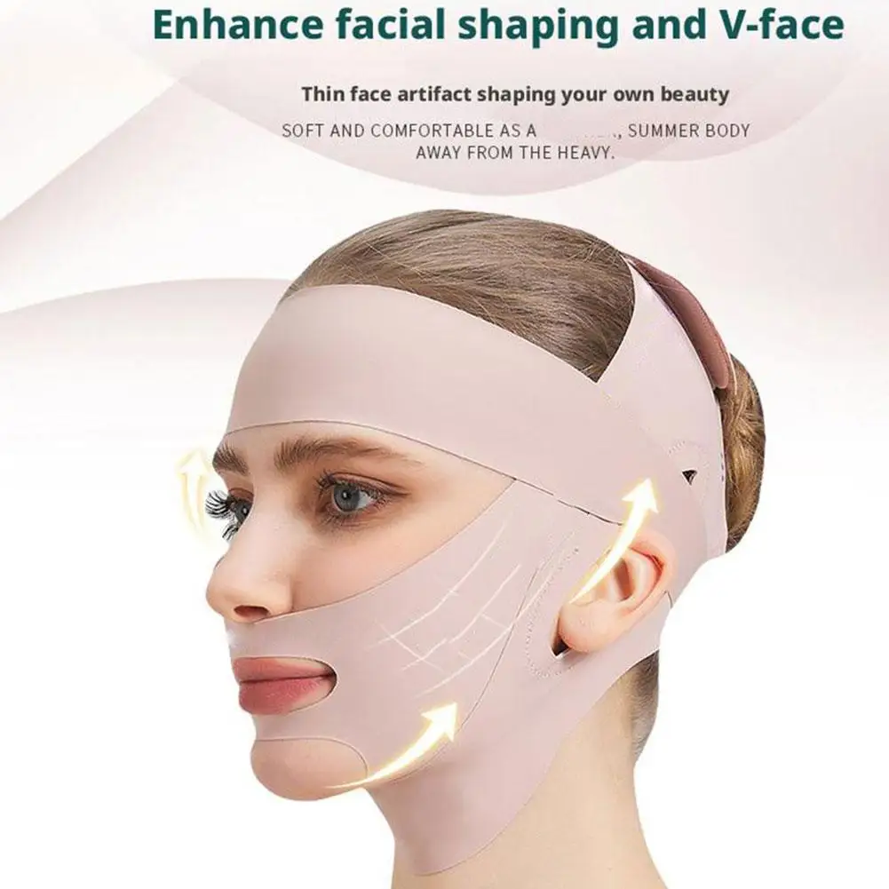 Masker Pembentuk Wanita Pengangkat Wajah Rahang Bawah V-face Garis Perban Operasi Ukiran Penutup Kepala Sedot Lemak Facelift Menarik Kulit