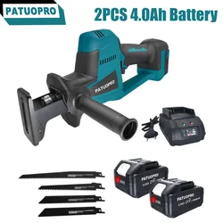 Brushless 22MM Cordless Rechargeable Reciprocating Saw With 4pcs Saw Blades Kit For Wood/Metal/PVC Cutter Fit Makita 18V Battery