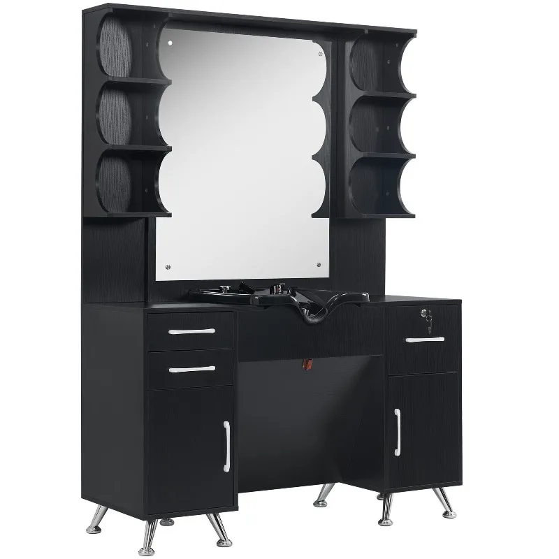 Makeup mirror table/hairdresser tool cabinet, haircut double-sided hairdresser mirror/bedroom living room dressing mirror