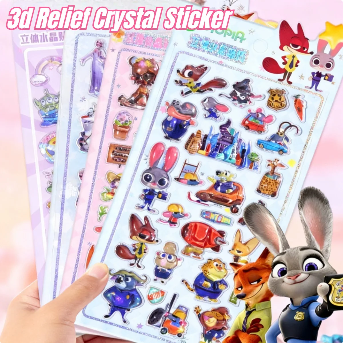 

Cute Disney Stitch Frozen 3D Relief Crystal Sticker Transparent Jelly Decorative Sticker for Phone Case DIY